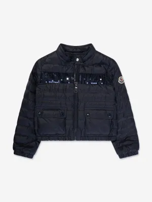 Moncler Enfant Mädchen Daunengefütterte Palans Jacke in Marine