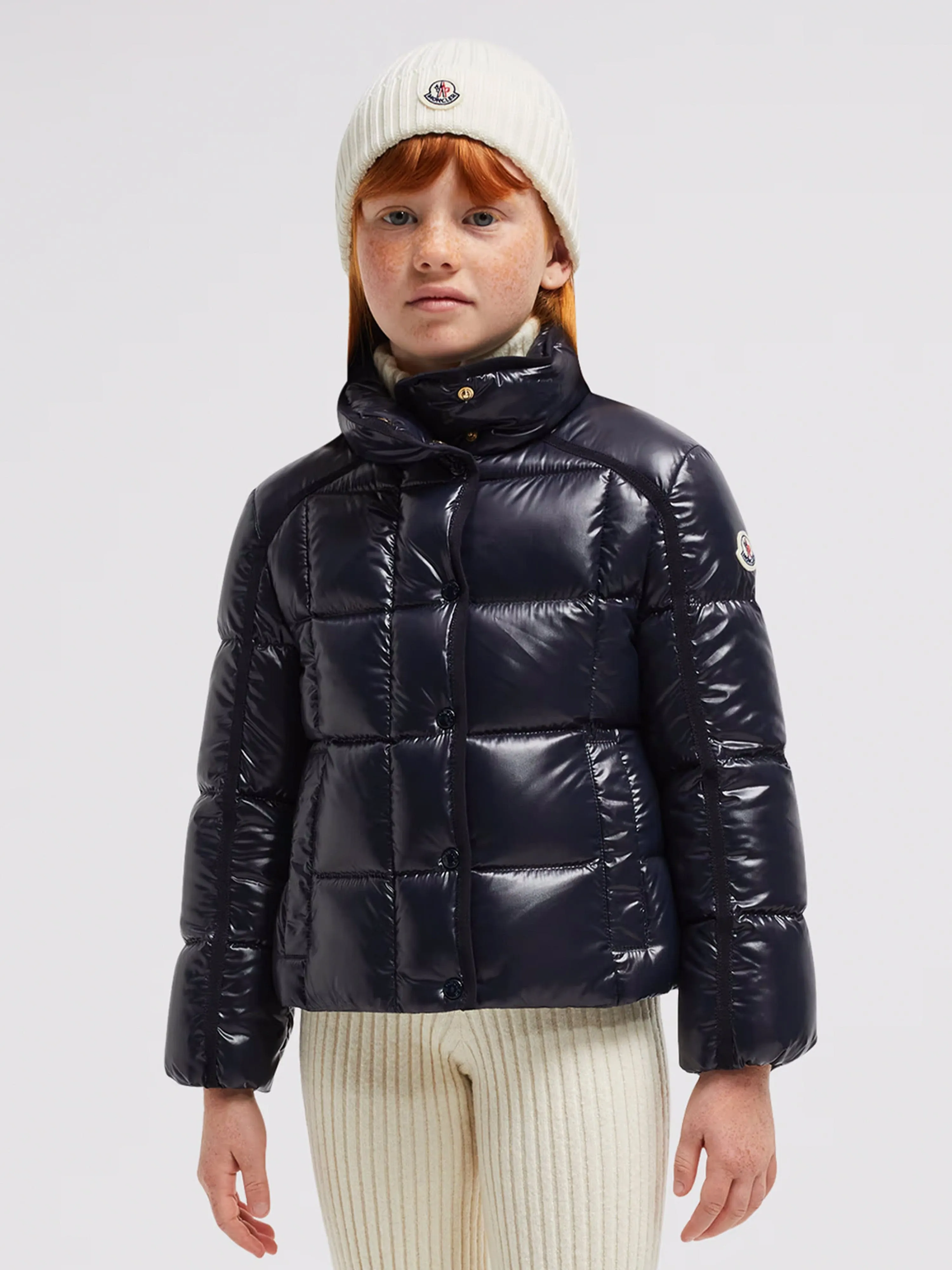 Moncler Enfant Mädchen Daunengefütterte Selat Jacke in Marine