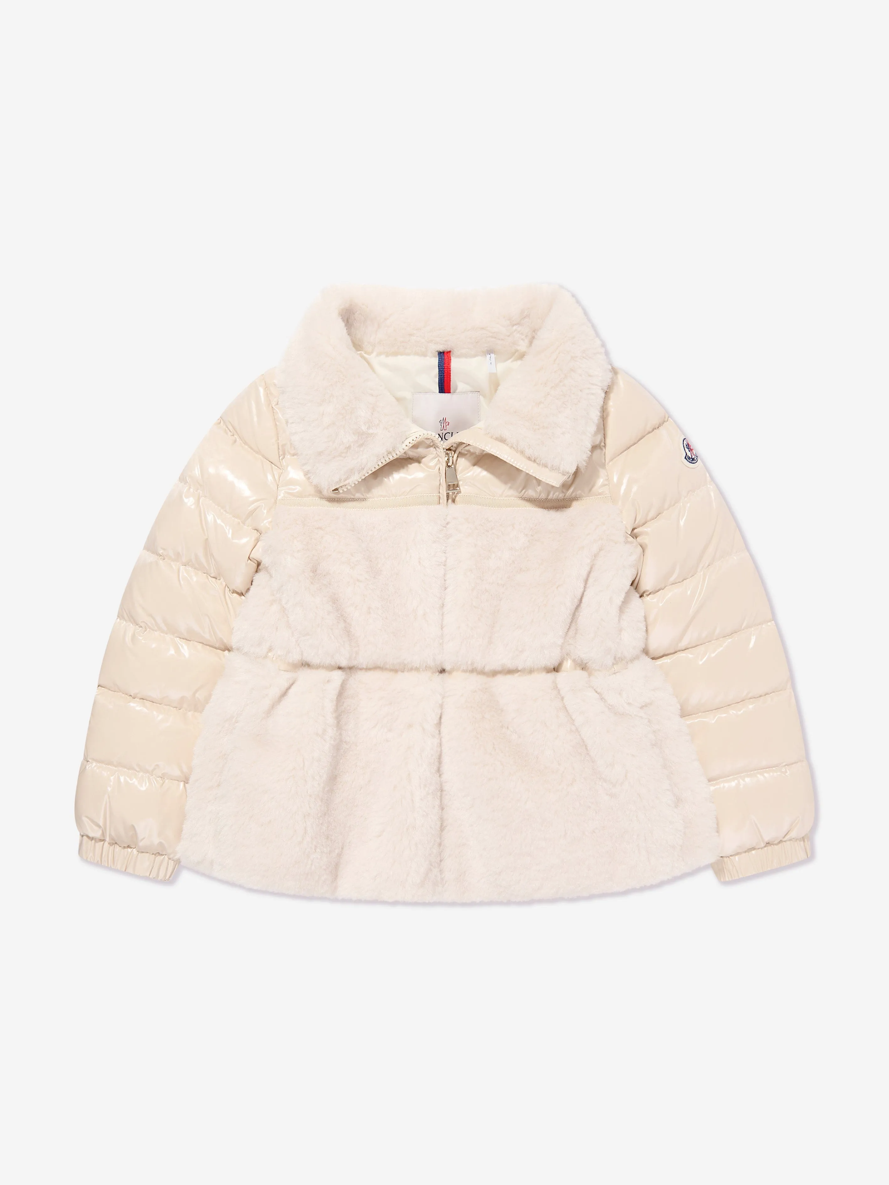 Moncler Enfant Mädchen Daunen Teddy-Fleece Amabay Jacke in Beige