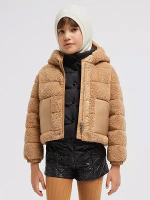 Moncler Enfant Mädchen Daunen Teddy-Fleece Audrieu Jacke in Beige