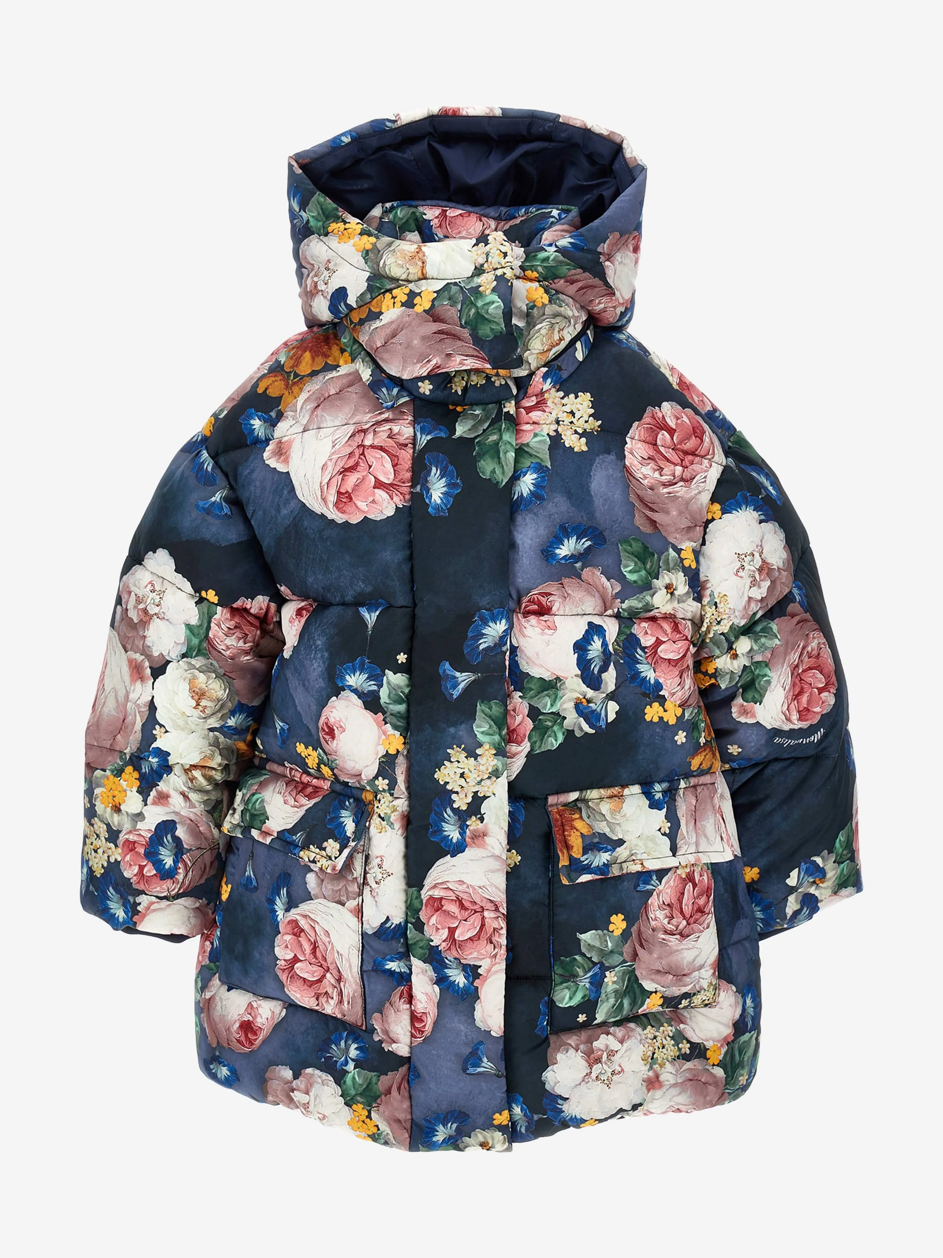 Monnalisa Mädchen Barock Rosen Steppjacke in Blau
