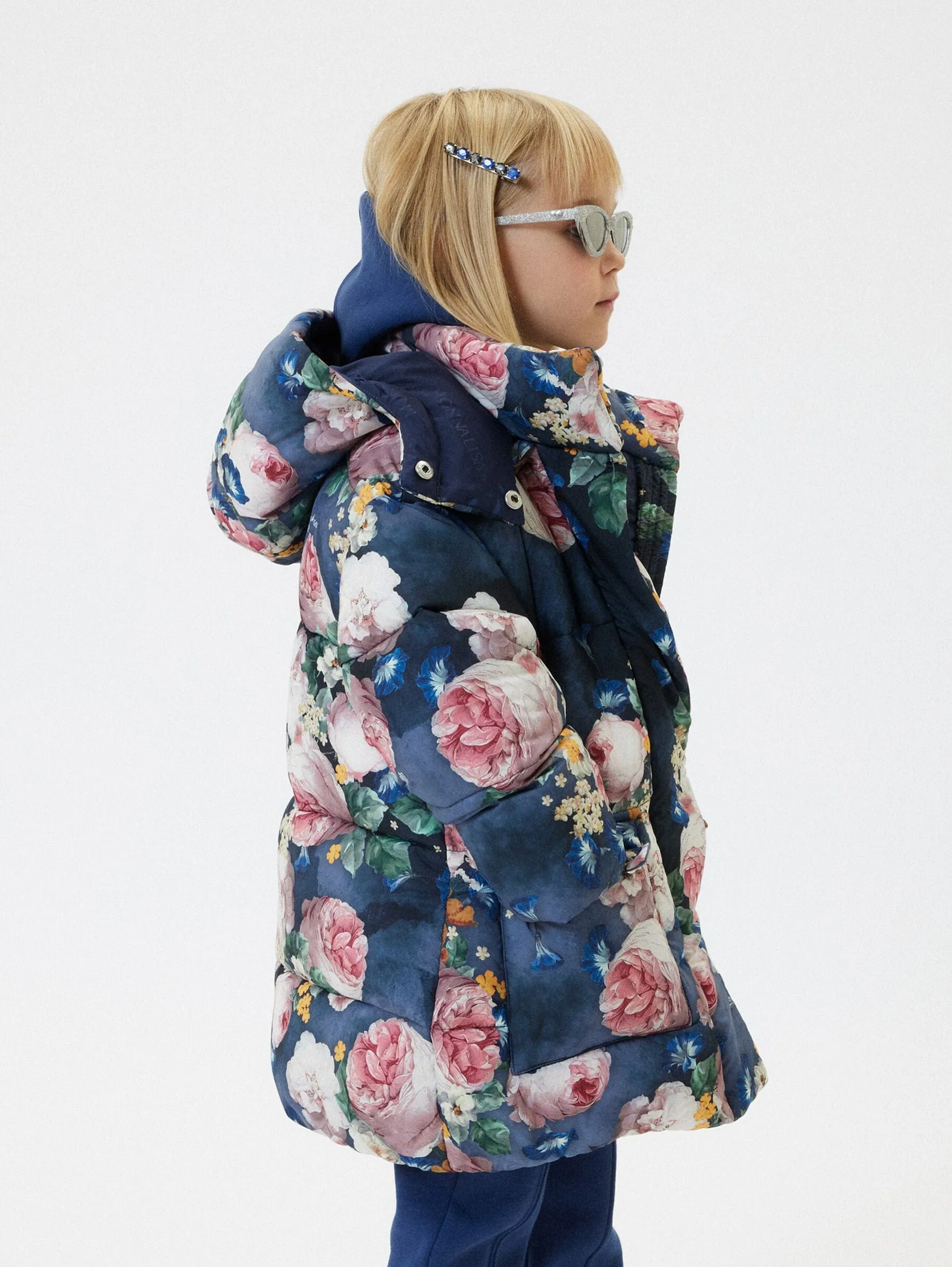 Monnalisa Mädchen Barock Rosen Steppjacke in Blau