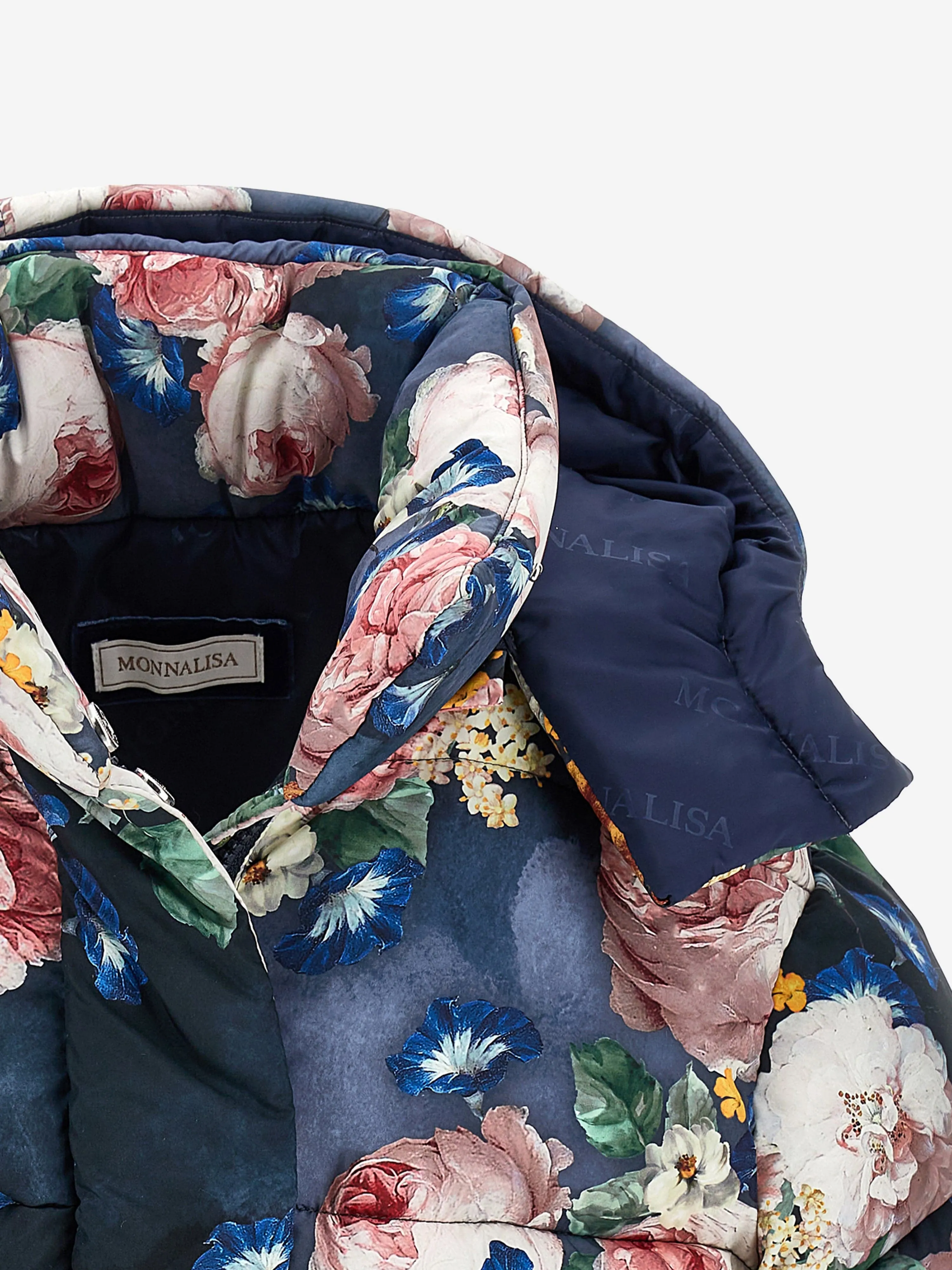 Monnalisa Mädchen Barock Rosen Steppjacke in Blau