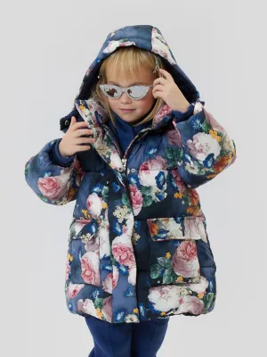 Monnalisa Mädchen Barock Rosen Steppjacke in Blau