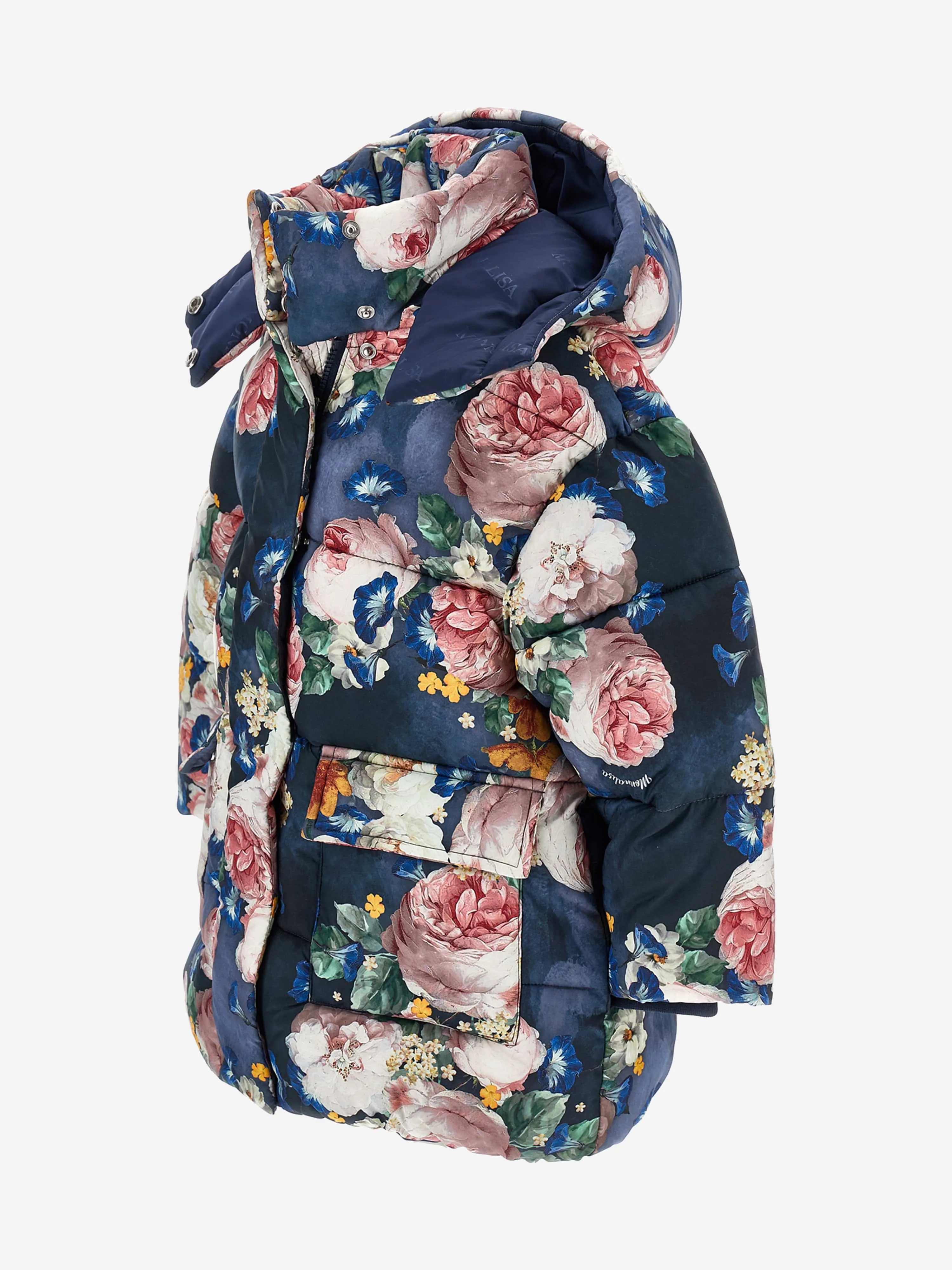 Monnalisa Mädchen Barock Rosen Steppjacke in Blau