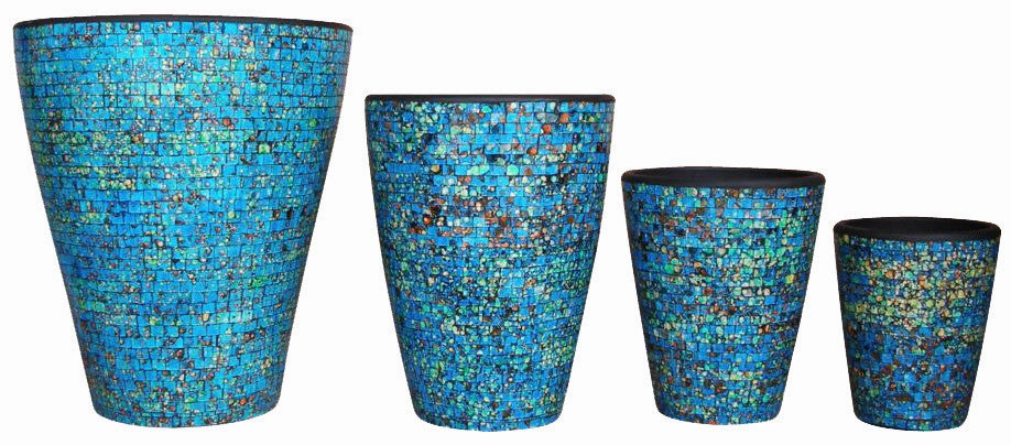 MOST225 - Mosaic Terracotta Pot - Blue,unique decorative planter