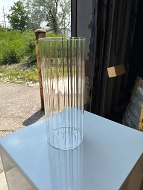 MT4-10 Ribbed Glass 4x10h Cylinder Vase Clear Thin Machine made,aesthetic flower vase