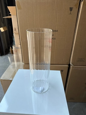 MT4-12 Ribbed Glass 4x12h Cylinder Vase Clear Thin Machine made,aesthetic flower vase
