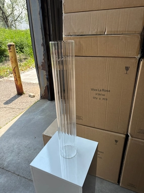 MT4-24 Ribbed Glass 4x24h Cylinder Vase Clear Thin Machine made,aesthetic flower vase