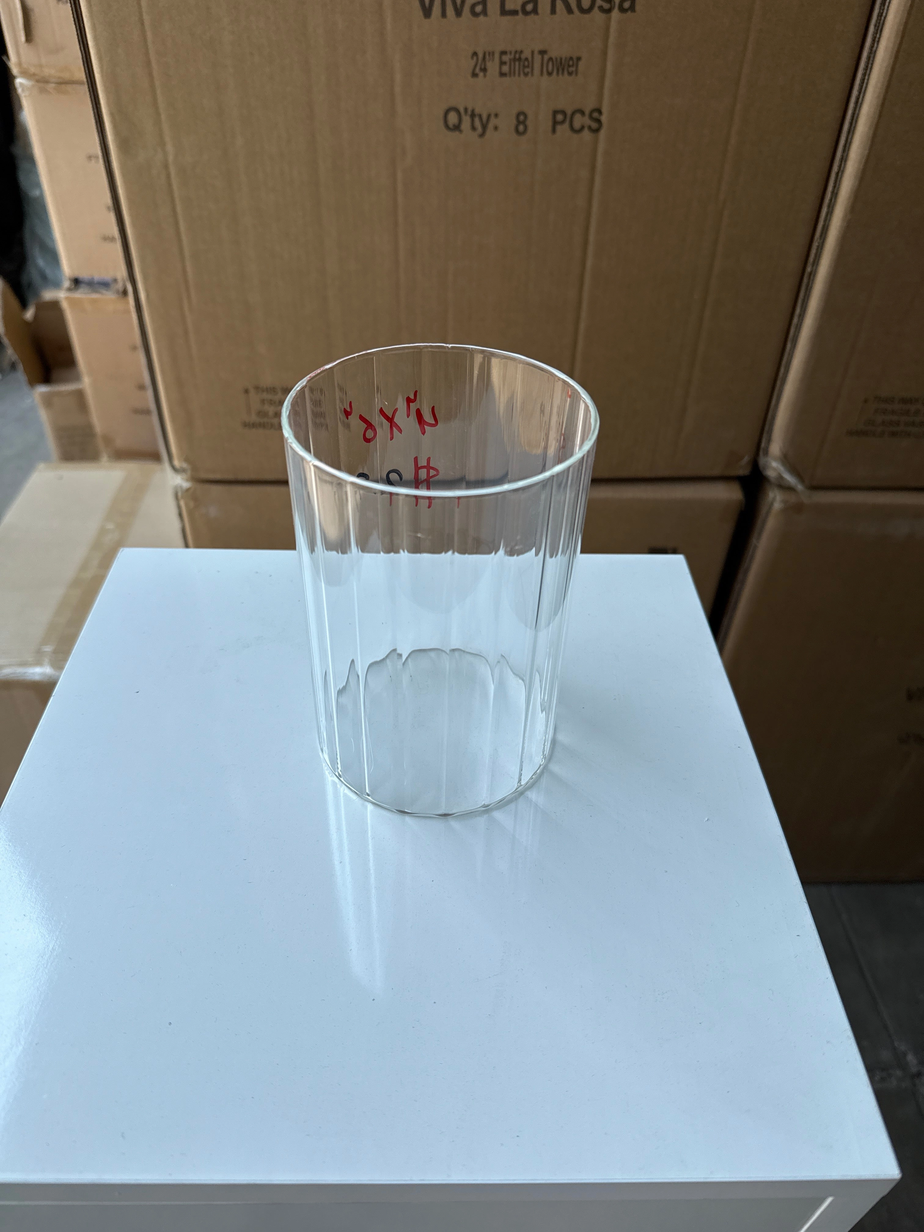 MT4-6 Ribbed Glass 4x6h Cylinder Vase Clear Thin Machine made,aesthetic flower vase