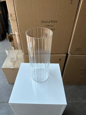 MT5-12 Ribbed Glass 5x12h Cylinder Vase Clear Thin Machine made,aesthetic flower vase