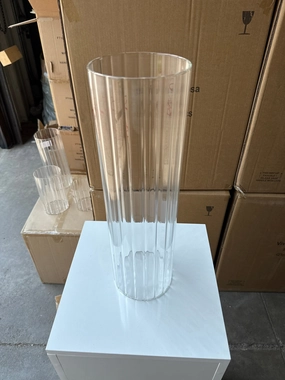 MT5-16 Ribbed Glass 5x16h Cylinder Vase Clear Thin Machine made,aesthetic flower vase