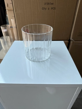 MT5-5 Ribbed Glass 5x5h Cylinder Vase Clear Thin Machine made,aesthetic flower vase
