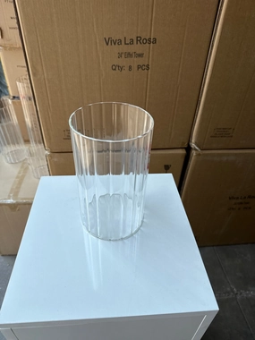MT5-8 Ribbed Glass 5x8h Cylinder Vase Clear Thin Machine made,aesthetic flower vase