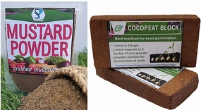 Mustard Cake Powder and Cocopeat Block,potted plant decor