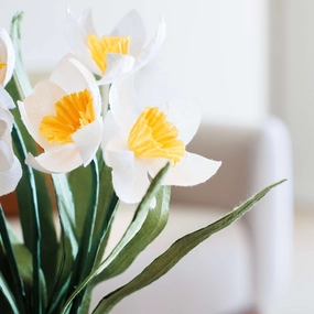 Narcisse en papier jaune et blanc,mother's day bouquet