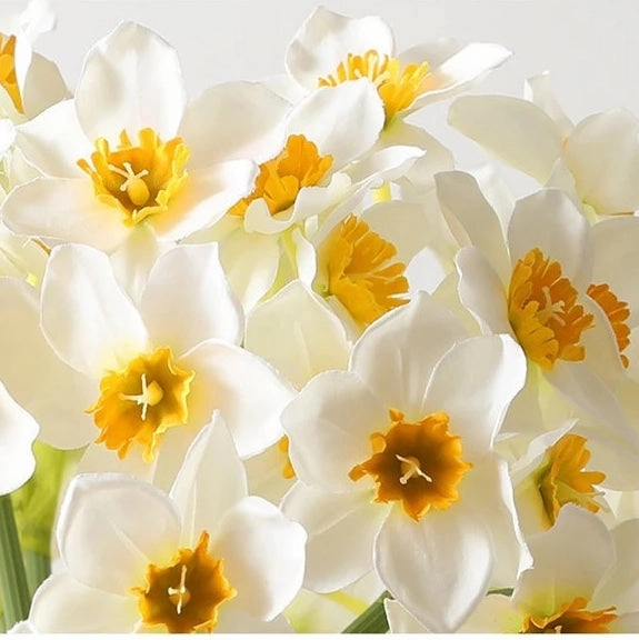 Narcissus Daffodils Artificial Silk Flower Bunch White NARCI001