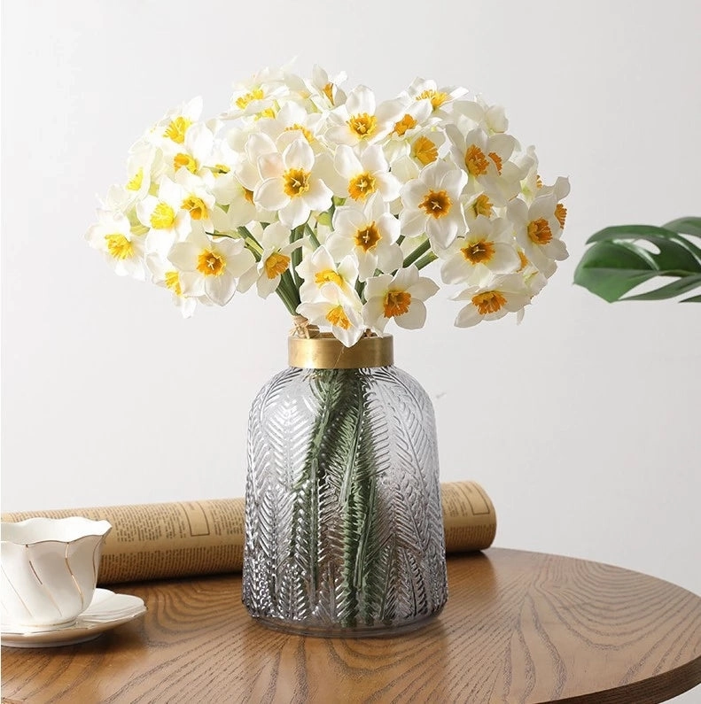 Narcissus Daffodils Artificial Silk Flower Bunch White NARCI001