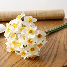 Narcissus Daffodils Artificial Silk Flower Bunch White NARCI001,dried artificial flower
