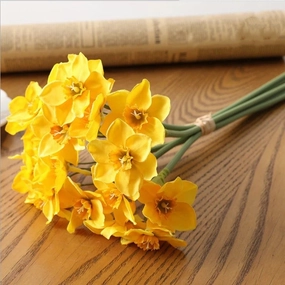 Narcissus Daffodils Artificial Silk Flower Bunch Yellow NARCI002,dried artificial flower