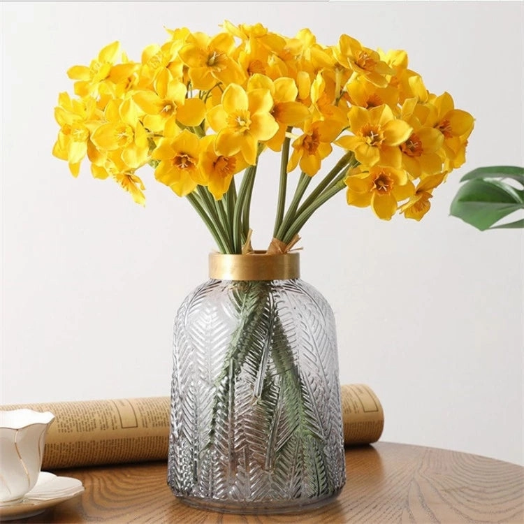 Narcissus Daffodils Artificial Silk Flower Bunch Yellow NARCI002