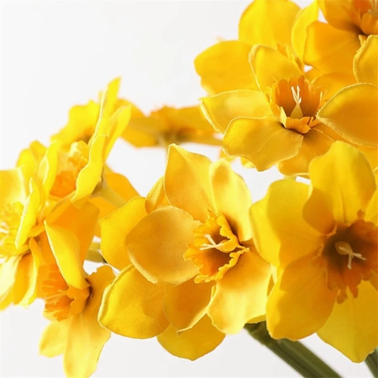 Narcissus Daffodils Artificial Silk Flower Bunch Yellow NARCI002
