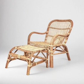 Natural Rattan Riviera Chair with Ottoman,garden field mower