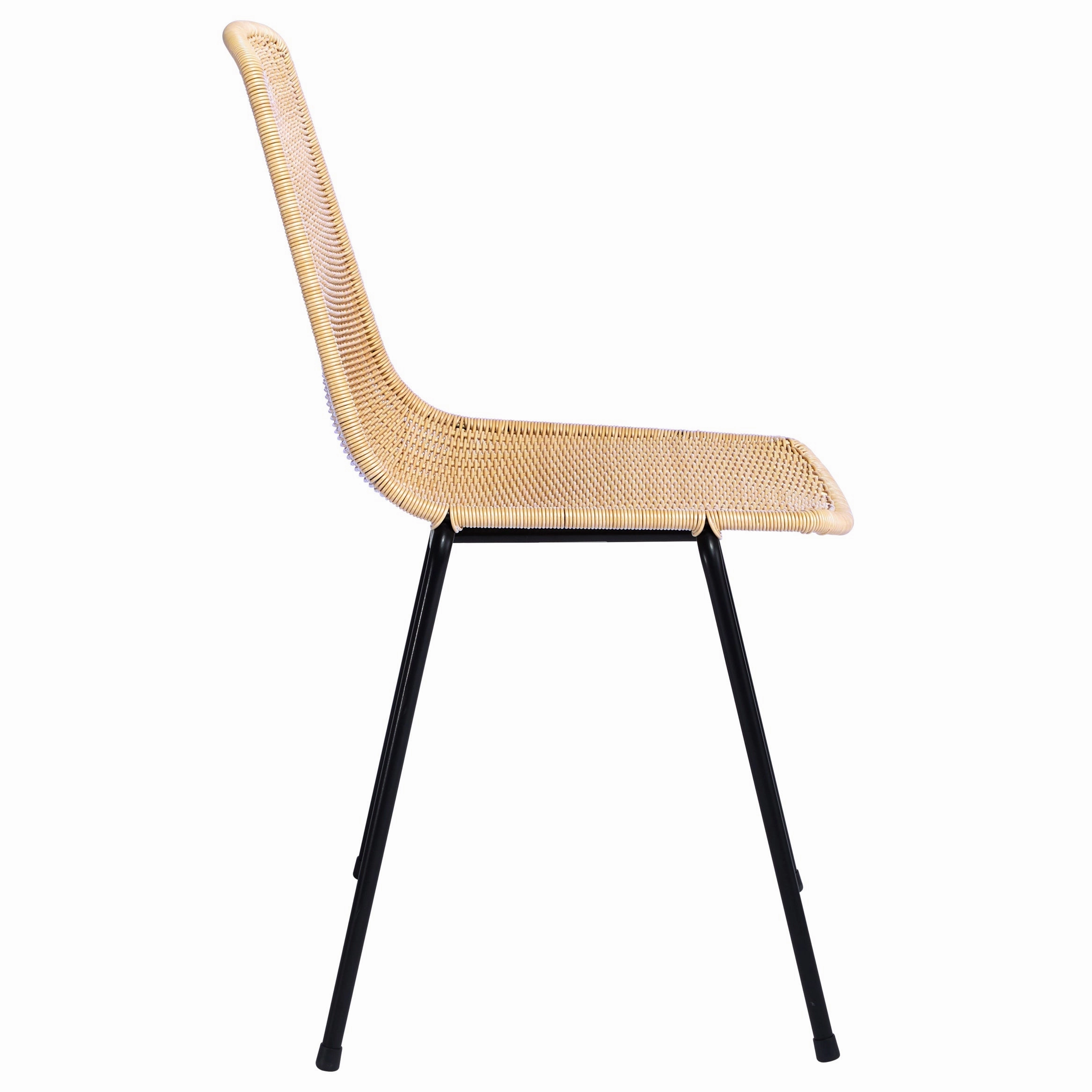 Natural Wheat Rattan "Basket" Outdoor Dining Chair