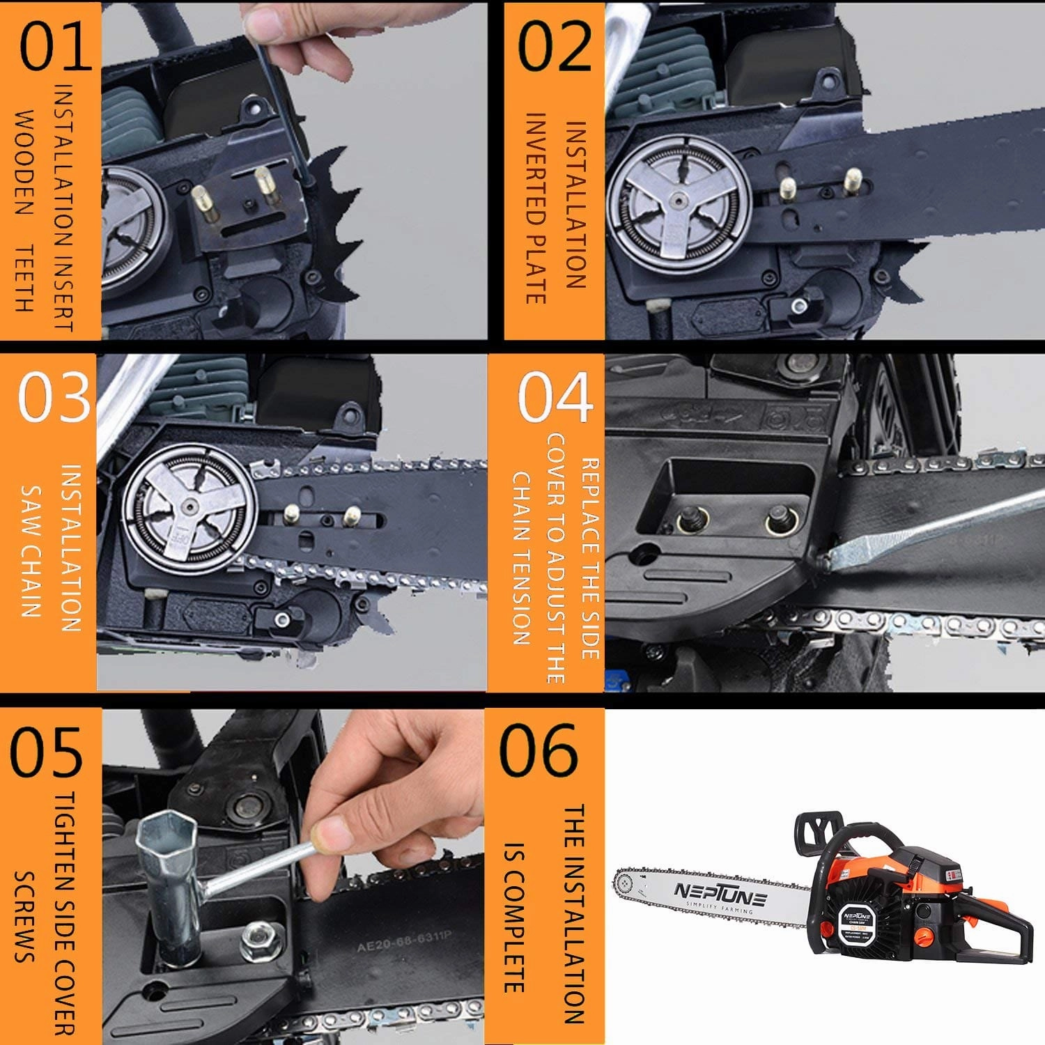 Neptune 2 Stroke Petrol Engine 58CC Chain Saw With 22Inch Cutter Bar CS-58