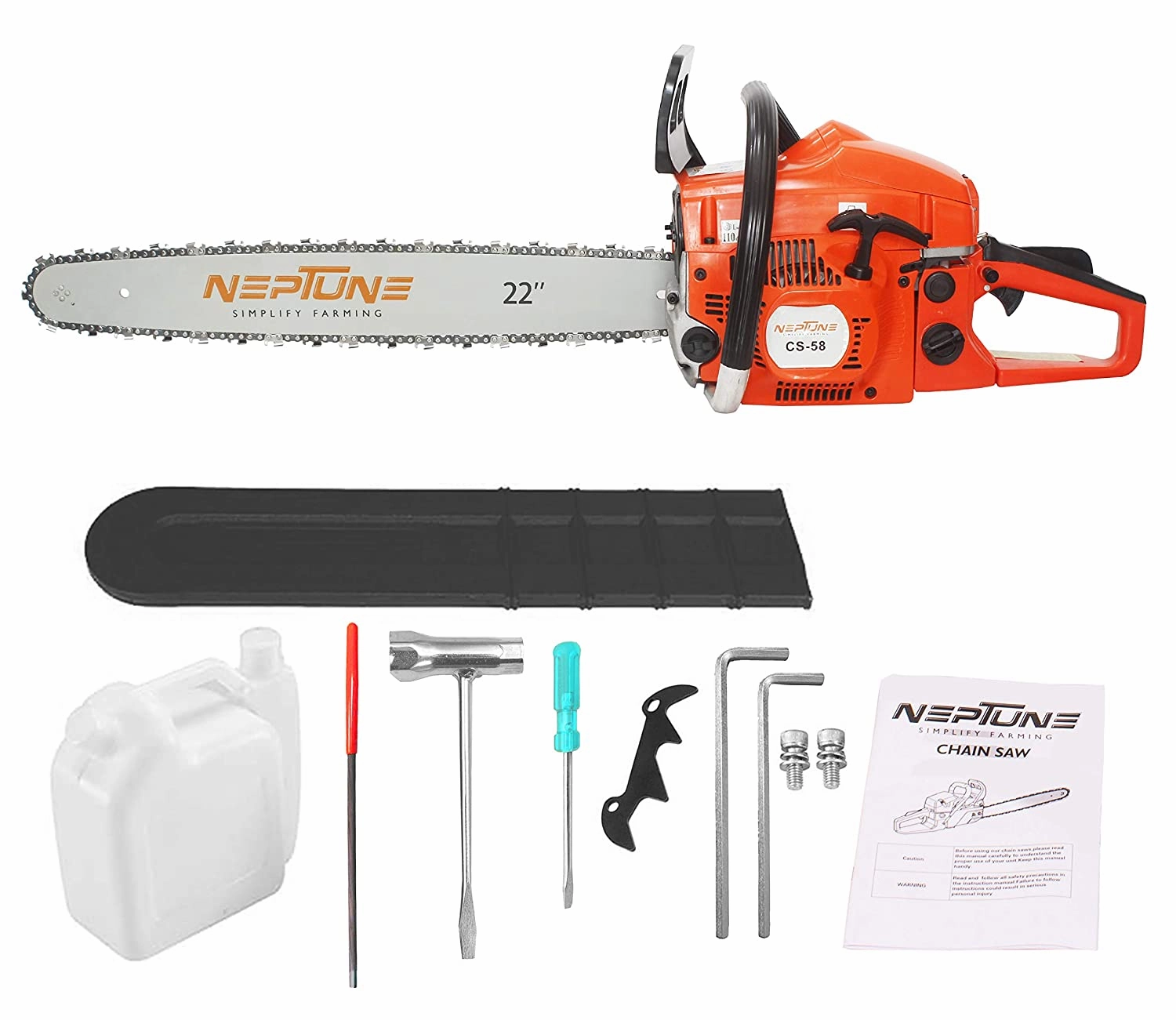 Neptune 2 Stroke Petrol Engine 58CC Chain Saw With 22Inch Cutter Bar CS-58