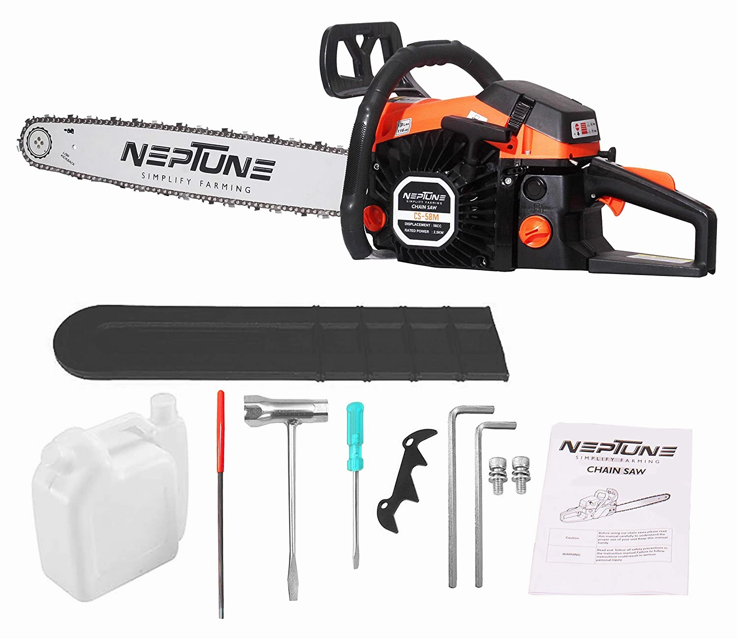 Neptune 2 Stroke Petrol Engine 58CC Chain Saw With 22Inch Cutter Bar CS-58
