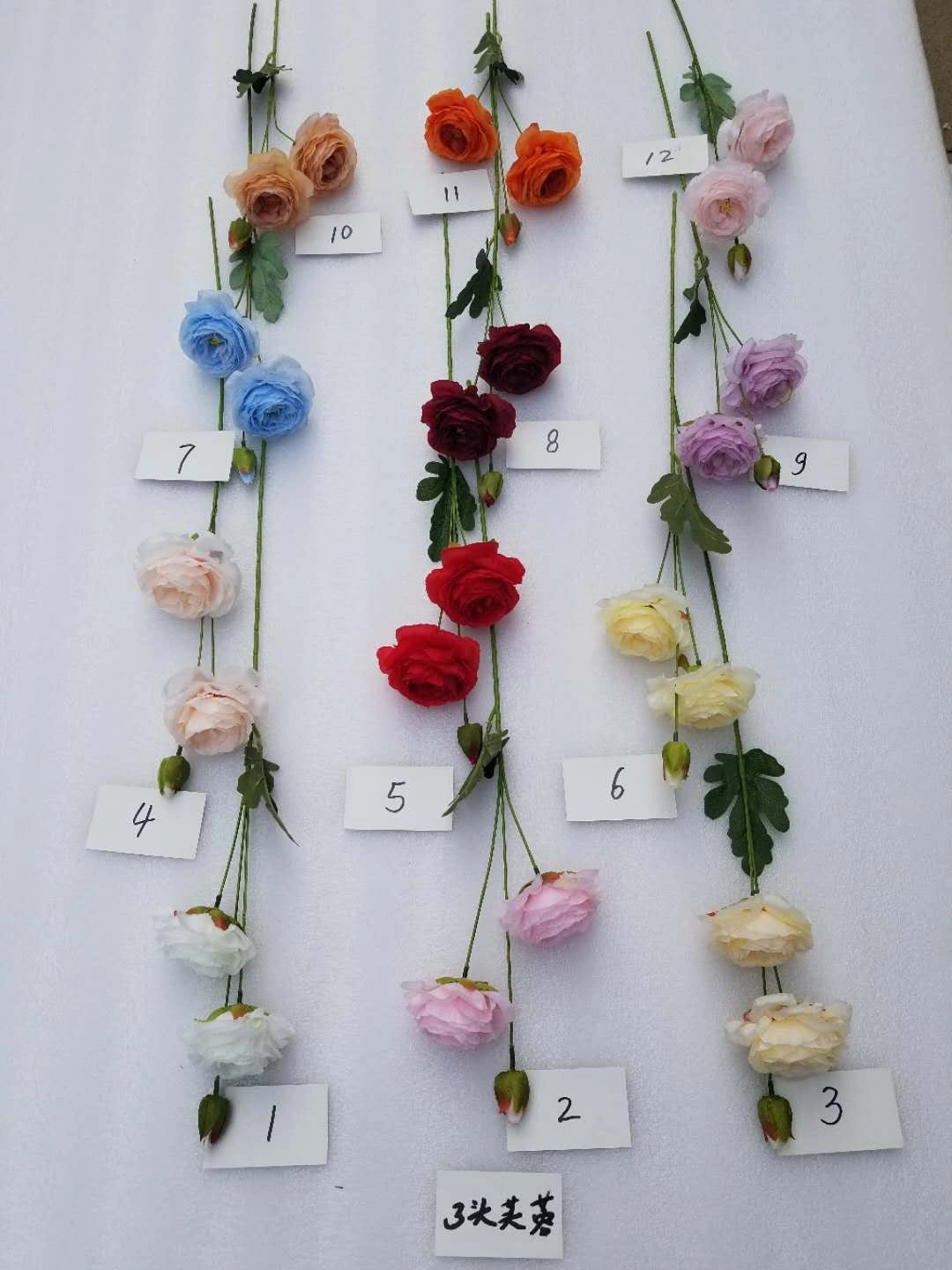 new 2 1 head Burgundy Puffy Rose Spray artificial flower