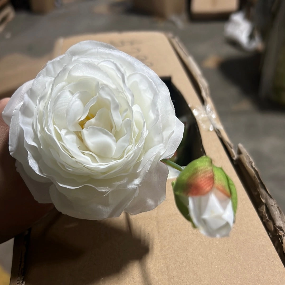 New 2 1 head Cream Puffy Rose Spray artificial flower