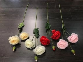 New 2 1 head Cream Puffy Rose Spray artificial flower artificial flower bouquet  