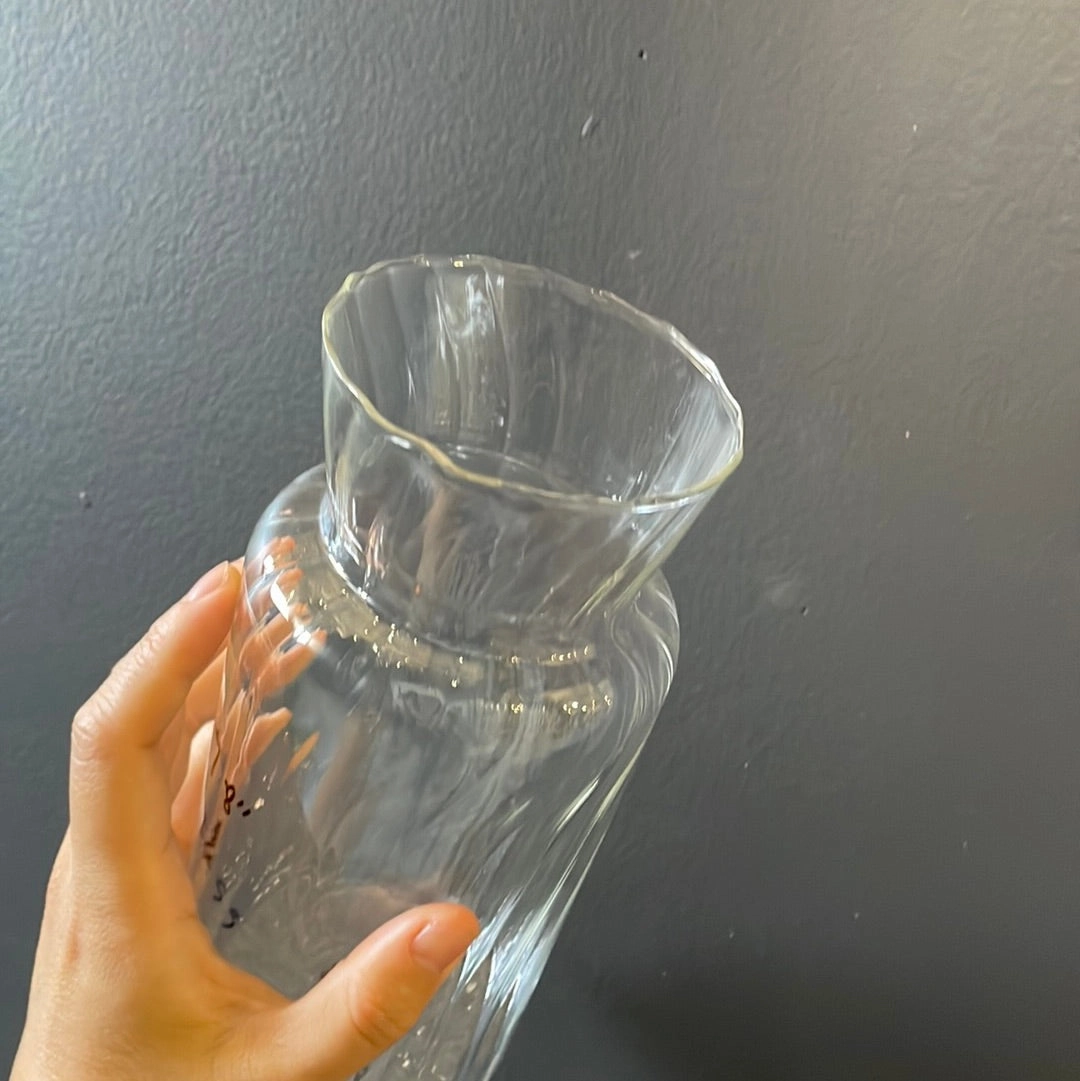 New 7.8 Small bud Glass Vase with ripple line striped