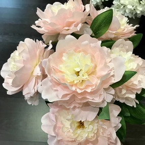 New 7 HEAD (BLUSH) FABRIC ARTIFICIAL PEONIES PEONY BUNCH artificial flower bouquet  