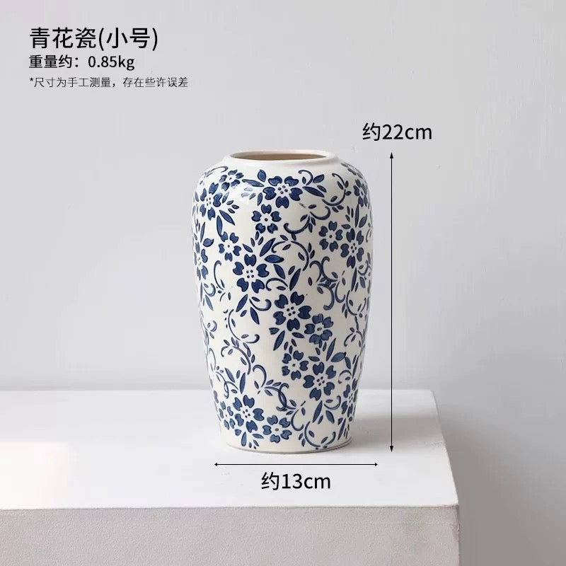New 8 Blue and White Ceramic vase,aesthetic flower vase