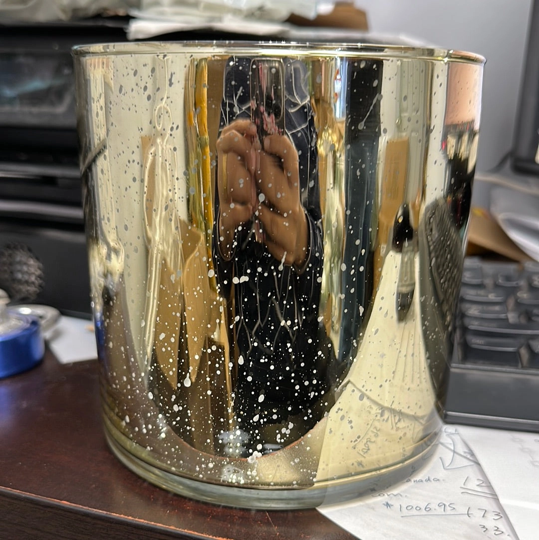 NEW!! Gold Wedding Centrepiece (6") Mercury Gold Cylinder Glass machine made Vase,aesthetic flower vase