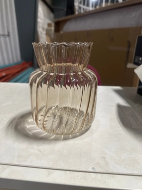 New Amber 5.6 Small bud Glass Vase with ripple line striped,aesthetic flower vase