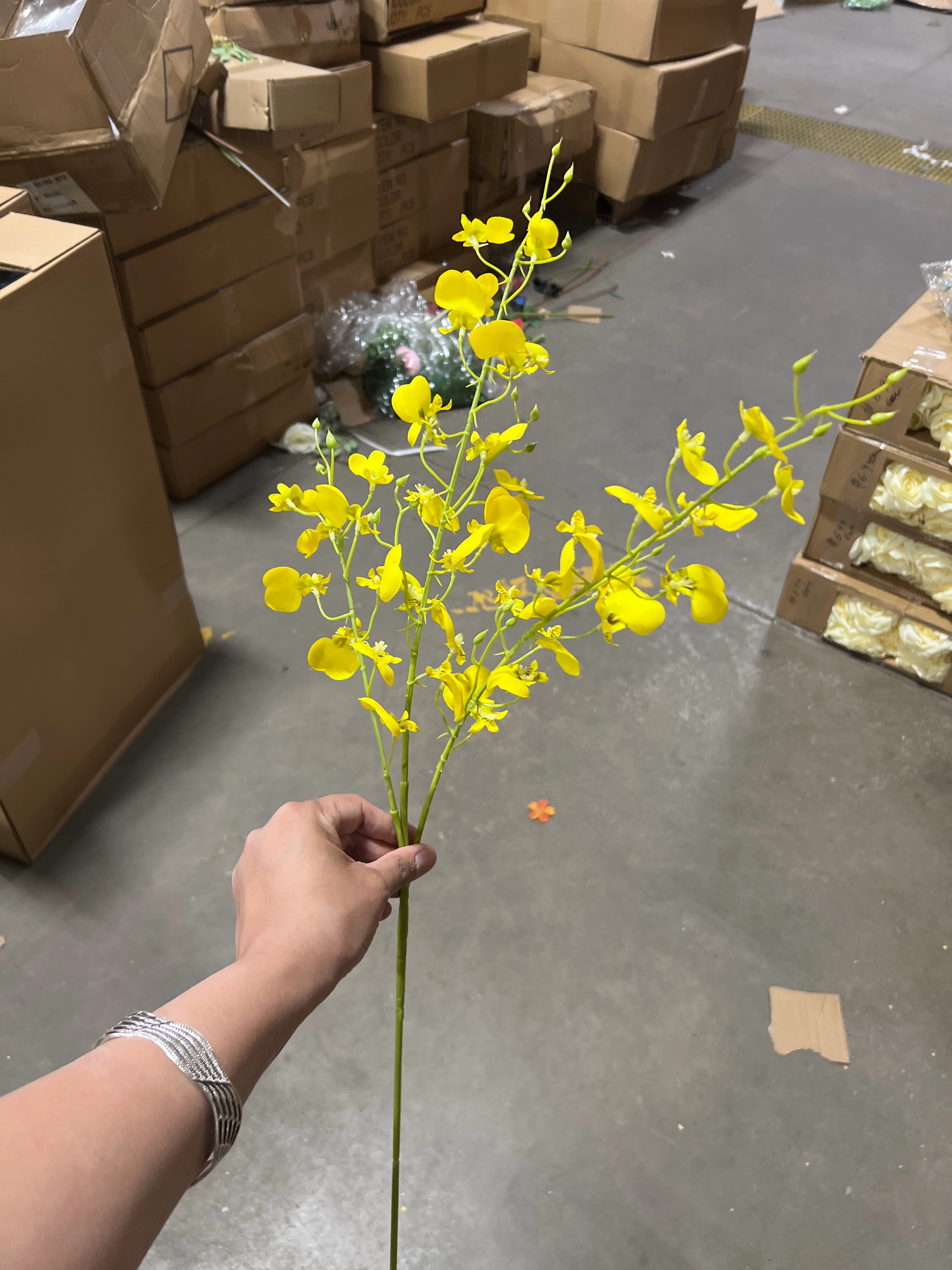 New Artificial Flower yellow Sudden Dancing Lady orchid silk flower realistic flower bouquet  
