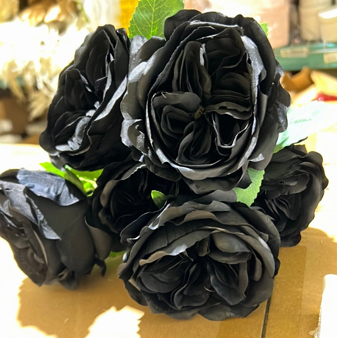 New Artificial Silk 6 head Black Austin Bunch