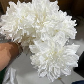 New Artificial Silk artificial Dahlia White realistic flower bouquet  