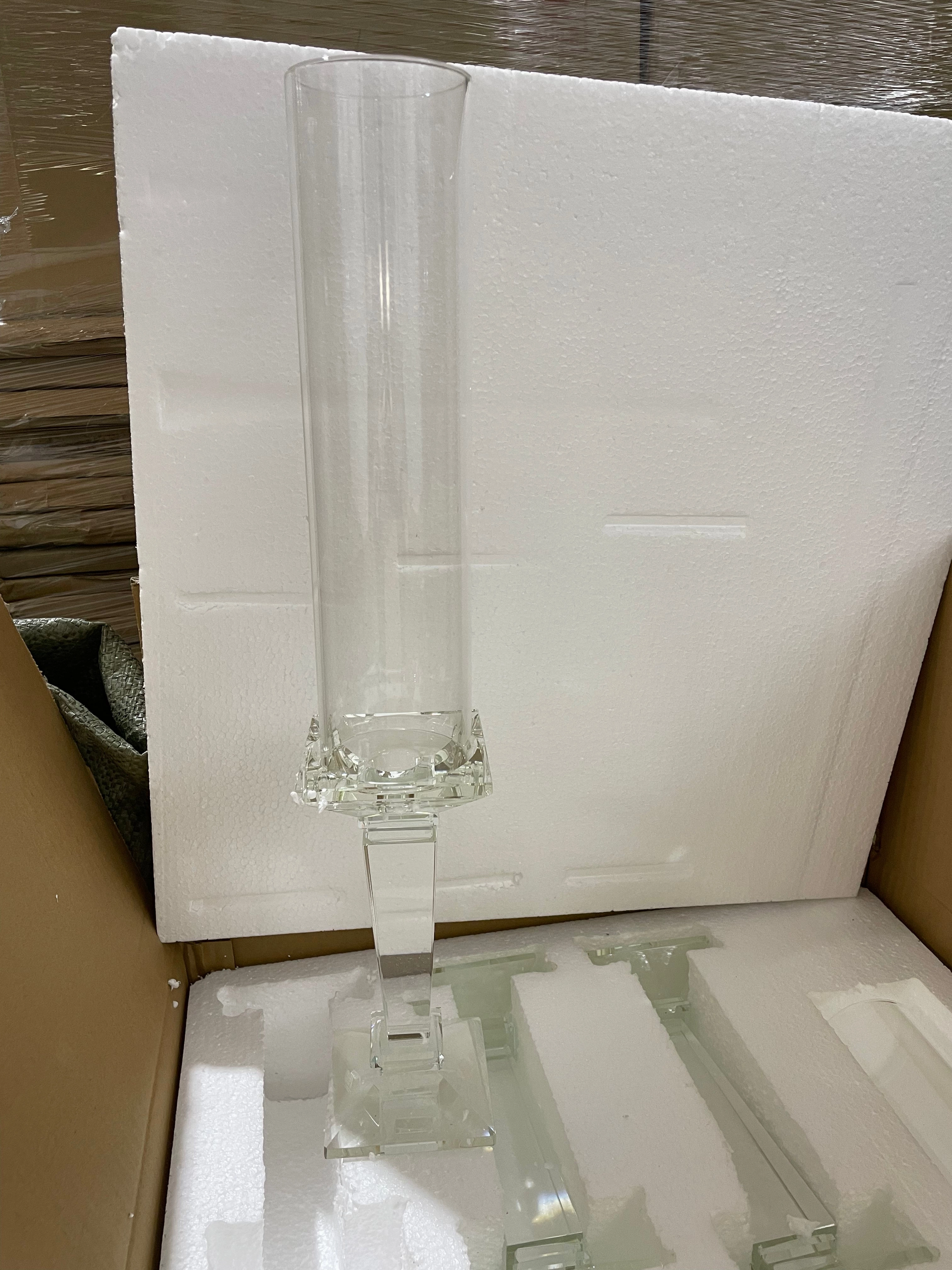New CRYSTAL Candleholder pillar set of 3,aesthetic flower vase