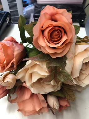 New fall color burnt orange Rose bunch Artificial Flower artificial flower bouquet  