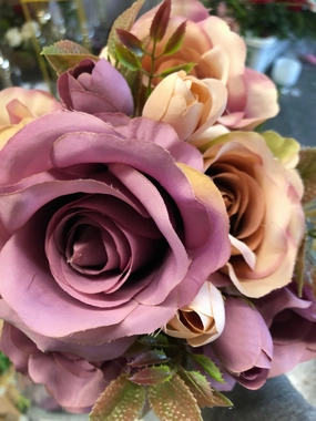 New fall color Purple Roses Artificial Flower R135 realistic flower bouquet  