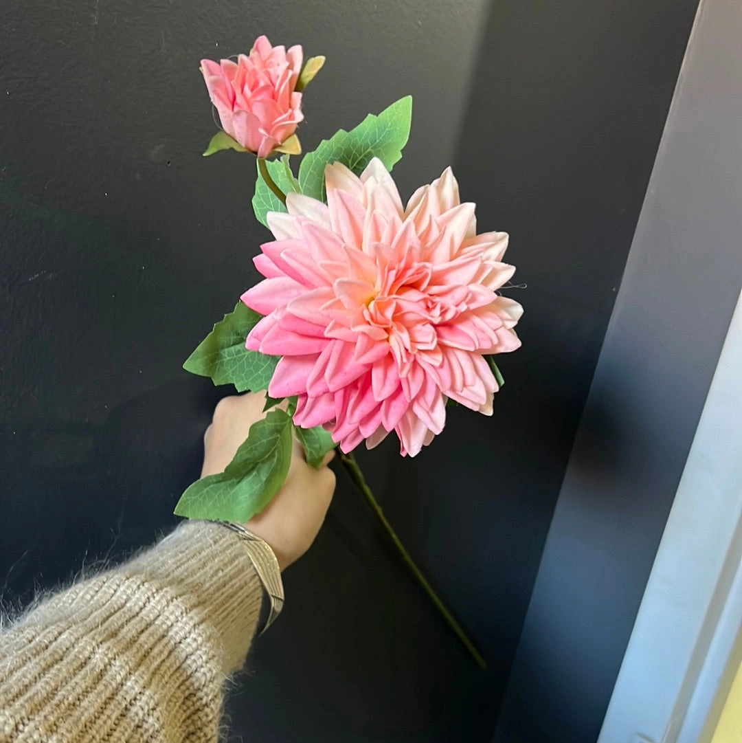 New Light Pink Dahlia spray(1 head and 1 bud )