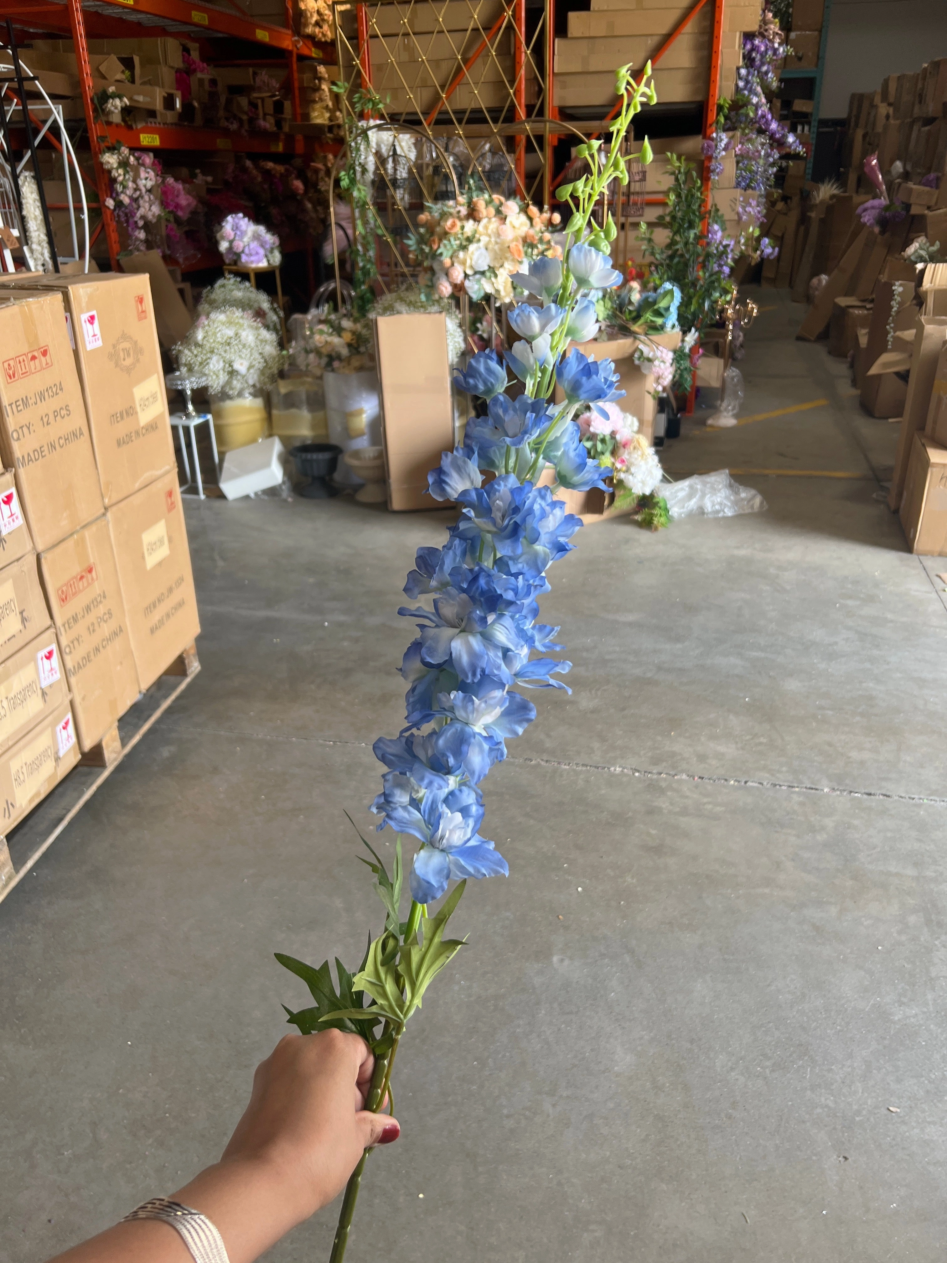 New Long Stem Artificial Silk flower Delphinium (Blue) realistic flower bouquet  