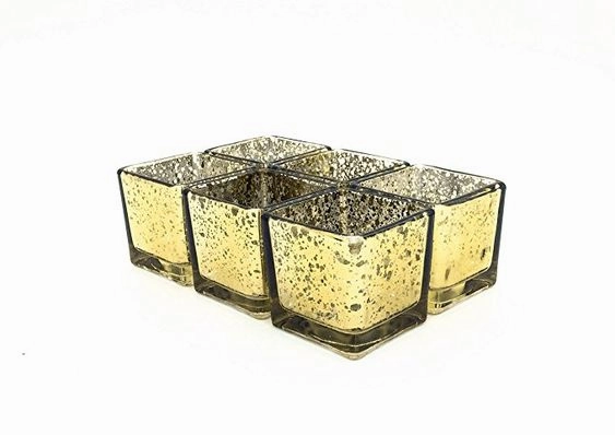 New Mercury gold 4" Cube Vase Glass wedding centerpiece,aesthetic flower vase