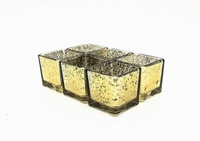 New Mercury gold 4" Cube Vase Glass wedding centerpiece,aesthetic flower vase