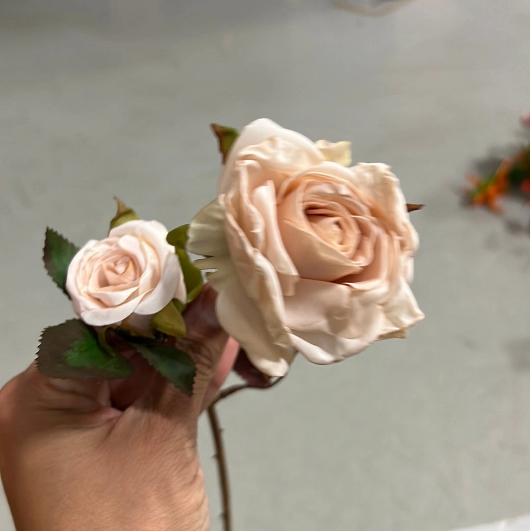 New Mini Burnt Edge Rose Spray(Champagne)